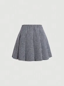 SHEIN MOD Plaid Print Pleated Skirt - Multicolor - View 2