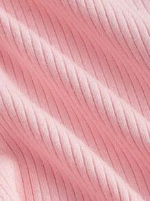 SHEIN MOD Camiseta ribete en contraste con botón delantero - Rosa Pálido - Ver 3