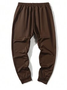 Manfinity Homme Lỏng lẻo phù hợp Nam Đồ họa Chữ cái Eo dây rút Quần thể thao - Cà phê nâu - Xem 2