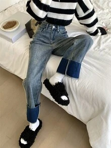 Jeans panel en contraste - Azul - Ver 3