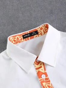 Manfinity RSRT Men Random Geo Print Shirt & Drawstring Waist Shorts Without Tee - Multicolor - View 3