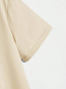 ROMWE MEN Anime Guys Cotton Car & Letter Graphic Tee - Apricot - View 3