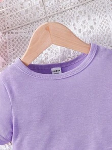 Bộ thời trang bé gái Khối Màu Giải trí - Màu tím hoa cà - Xem 5