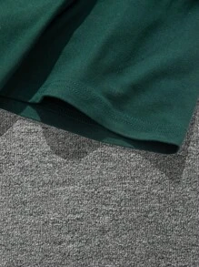 Manfinity Homme Hombres Camiseta con estampado de slogan y dibujos animados - Verde Oscuro - Ver 6