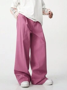 Manfinity EMRG Men Solid Wide Leg Suit Trousers - Hot Pink - View 7