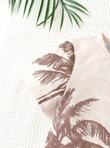 SHEIN Toddler Boys Tropical Print Tee & Shorts Set - Multicolor - View 4