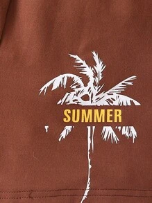 SHEIN Toddler Boys Tropical Print Tee & Shorts Set - Multicolor - View 6