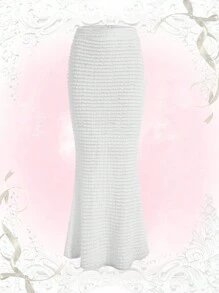 ROMWE Kawaii Váy ren viền nàng tiên cá rắn - trắng - Xem 3