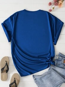 INAWLY Plus Heart Print Tee - Blue - View 2