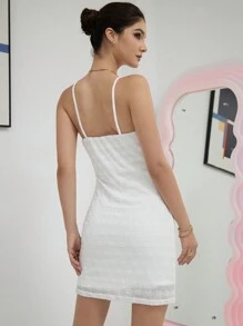 SHEIN Privé Solid Cami Bodycon Dress - White - View 2