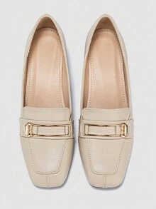 Ladies' Beige High Heels With Metallic Decoration, Pumps - Beige - View 2