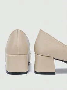 Ladies' Beige High Heels With Metallic Decoration, Pumps - Beige - View 6