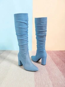 Apricot Thigh High Boots, Over-The-Knee Cowboy Boots, Waterproof Platform Boots, Wedding Shoes, Winter Boots, Women Thick Heel Boots, Super High Heel Tall Boots
