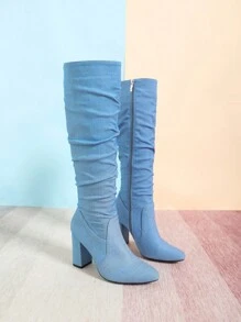 Apricot Thigh High Boots, Over-The-Knee Cowboy Boots, Waterproof Platform Boots, Wedding Shoes, Winter Boots, Women Thick Heel Boots, Super High Heel Tall Boots
