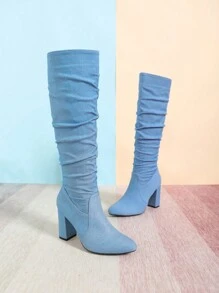 Apricot Thigh High Boots, Over-The-Knee Cowboy Boots, Waterproof Platform Boots, Wedding Shoes, Winter Boots, Women Thick Heel Boots, Super High Heel Tall Boots