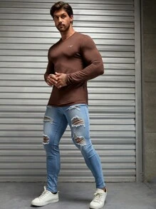 Manfinity VCAY Men Birds Print Tee - Chocolate Brown - View 3