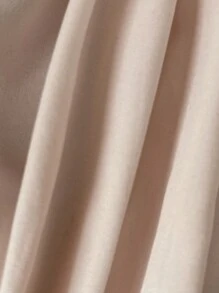 SHEIN Privé 深V領泡泡袖荷葉邊下擺襯衫 - 杏色 - 查看 7