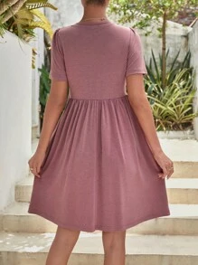 SHEIN Maternity Solid Nursing Detail Dress