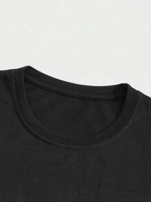 ROMWE MEN Street Life Bộ hai mảnh Nam Dây kéo Con số Lá thư Đường phố - màu đen - Xem 4