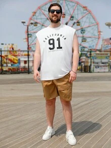 Manfinity Homme Men Plus Letter Graphic Tank Top