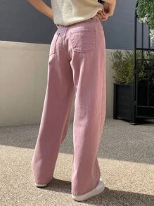 DAZY Chất rắn Quần legging thẳng - Hồng - Xem 2