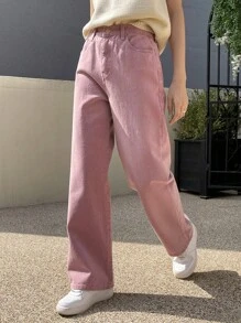 DAZY Chất rắn Quần legging thẳng - Hồng - Xem 7