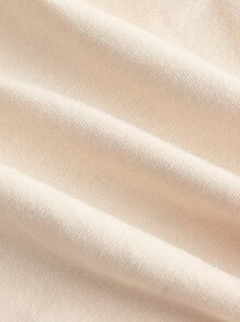 SHEIN EZwear 標語圖案撞色滾邊短款背心 - 杏色 - 查看 3