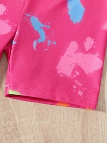 Cô Gái Trẻ Đồ họa chữ và số Áo thun & quần đùi - Màu Hồng Tươi - Xem 3