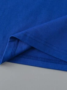 INAWLY 素色圓領短款T恤 - 藍色 - 查看 3