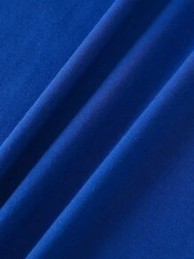 INAWLY 素色圓領短款T恤 - 藍色 - 查看 5