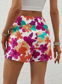 SHEIN VCAY 印花前圍裹裙裤 - 白色 - 查看 2