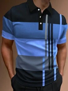 Manfinity Homme Men Striped Print Colourblock Polo Shirt - Multicolor - View 1