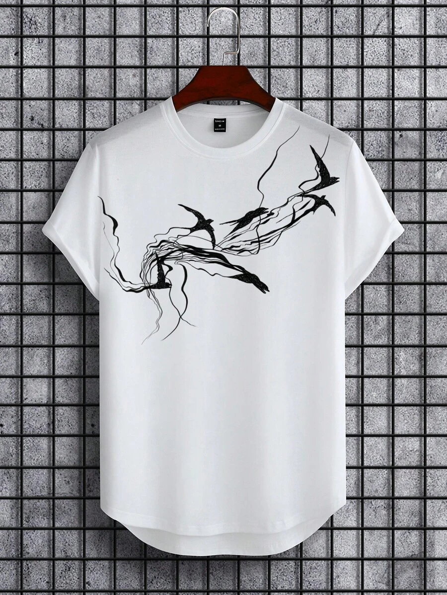 Manfinity Homme Nam In chim Hem cao thấp Áo thun - trắng - Xem 1