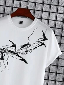 Manfinity Homme Nam In chim Hem cao thấp Áo thun - trắng - Xem 5