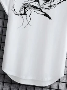 Manfinity Homme Nam In chim Hem cao thấp Áo thun - trắng - Xem 6