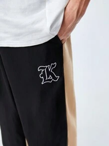 SWAVVY 1入組字母圖案腰部抽繩直筒褲 - 彩色 - 查看 8