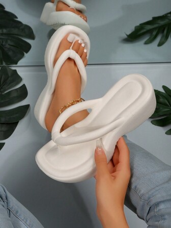 Women Toe Post Design Slippers, EVA Fashionable Flip Flops For Summer