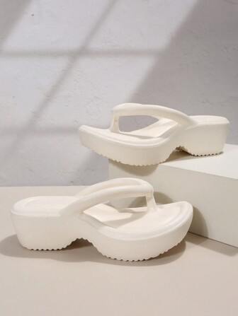 Women Toe Post Design Slippers, EVA Fashionable Flip Flops For Summer