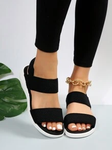 女性雙帶運動涼鞋,運動夏天黑色織物涼鞋 - 黑色 - 查看 5