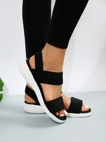 女性雙帶運動涼鞋,運動夏天黑色織物涼鞋 - 黑色 - 查看 8