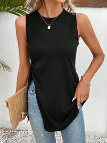 SHEIN Frenchy Áo khoác và áo lót dành cho xe tăng nữ Chia màu trơn Giải trí - màu đen - Xem 4