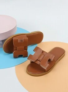 Chicas Zapatillas con diseño geométrico antideslizante para exterior - Marrón - Ver 3