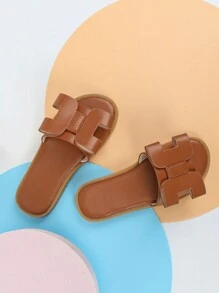 Chicas Zapatillas con diseño geométrico antideslizante para exterior - Marrón - Ver 4