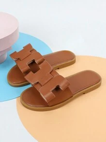 Chicas Zapatillas con diseño geométrico antideslizante para exterior - Marrón - Ver 5