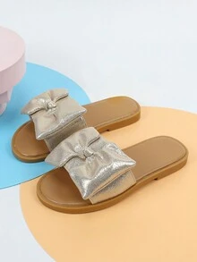 Girls Bow Decor Non Slip Slippers For Outdoor - Gold - View 3