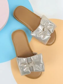 Girls Bow Decor Non Slip Slippers For Outdoor - Gold - View 5