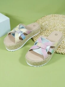 Girls Ombre Cut Out Slippers For Outdoor - Multicolor - View 1