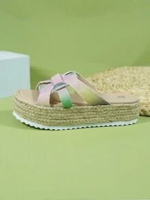 Girls Ombre Cut Out Slippers For Outdoor - Multicolor - View 4