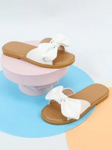 Girls Knot Decor Non Slip Slippers For Outdoor - White - View 3