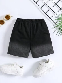 SHEIN Quần short bé trai Thắt nút Lá thư Giải trí - màu đen - Xem 2